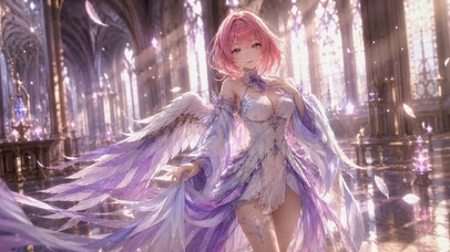 梦幻教堂粉发天使美少女