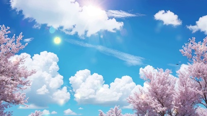 治愈蓝天桃花景