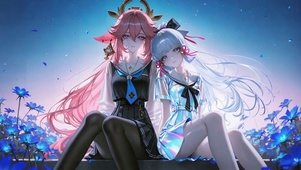 星空下双子萝莉八重神子神里绫华