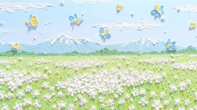 雪山花海蝶舞