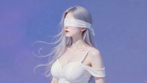 空灵蒙眼银发美女
