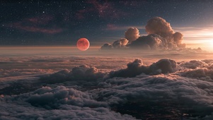 天空云海星球落日