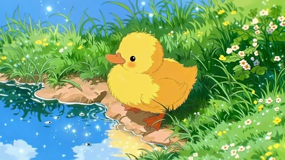小黄鸭草地湖畔
