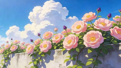 护眼花朵白云