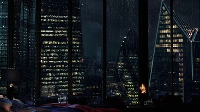 城市大厦玻璃雨