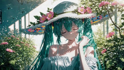 花阴下的清新二次元美少女