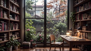 【雨景】雨天在书房里休息