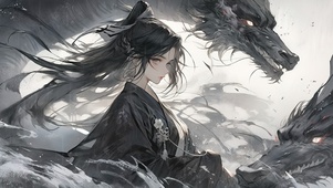 水墨龙少女