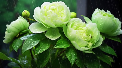 雨中盛开的花朵