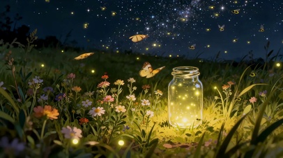 小清新玻璃瓶里萤光花野星夜私语
