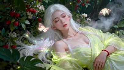 林间闪光白发美少女
