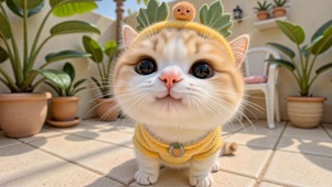 可爱菠萝装扮小奶猫