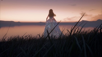 治愈长发少女风景