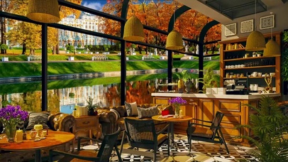 秋天的早晨咖啡馆