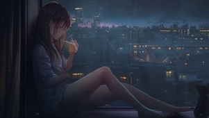 喝果汁的少女