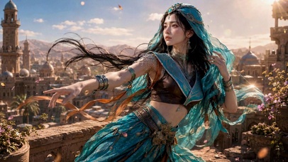 异域风情西域美女古城美景