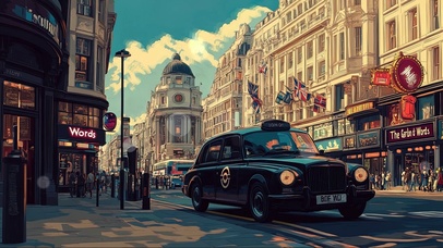 伦敦假日午后城市街道