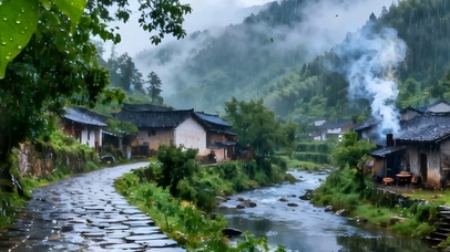 护眼树木乡村河流双屏