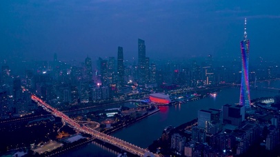4K 高清 广州珠江新城夜景