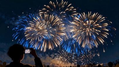 夜空星空下浪漫烟花氛围感