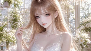 温室花房清纯美少女