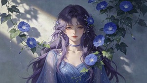 蓝牵牛紫发清新美少女