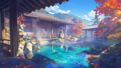 古建枫林庭院温泉