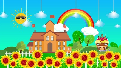 学校花朵卡通背景