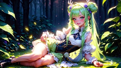 绿发精灵美少女