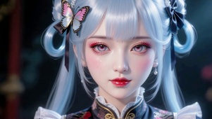 古风蓝发蝴蝶美少女
