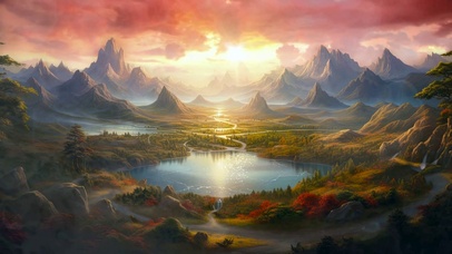 唯美夕阳山水风景