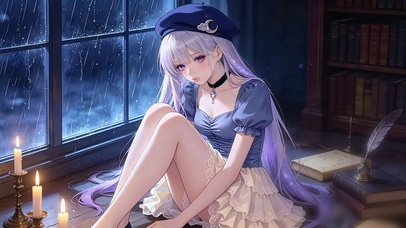 雨窗烛光少女