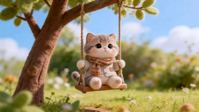 萌猫荡秋千