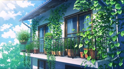 治愈插画夏天阳台