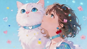可爱猫咪和女孩