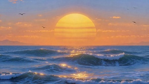 海上落日余晖