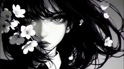 黑白樱花少女