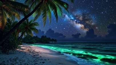 星夜海边
