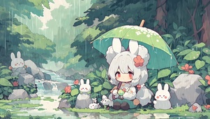 雨中小女孩