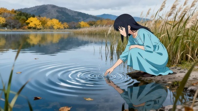 湖畔涟漪散