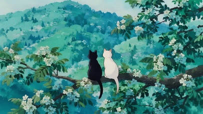 树枝上看风景的猫咪