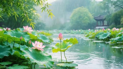 雨天的荷花