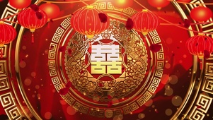 大气中式婚礼喜庆金色圆环