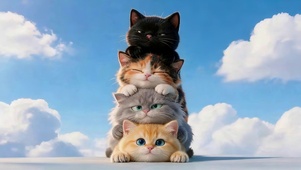 可爱叠叠猫咪