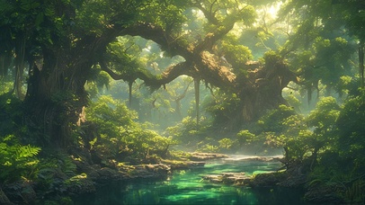 阳光热带雨林河流