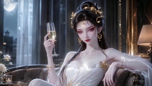 月夜举杯古风美人