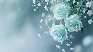 雨落浅蓝玫