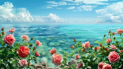 湖水边的玫瑰