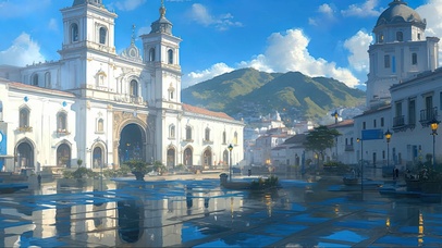 雨后初晴的中心广场