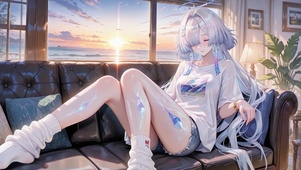 白毛晚霞长腿美女莫宁